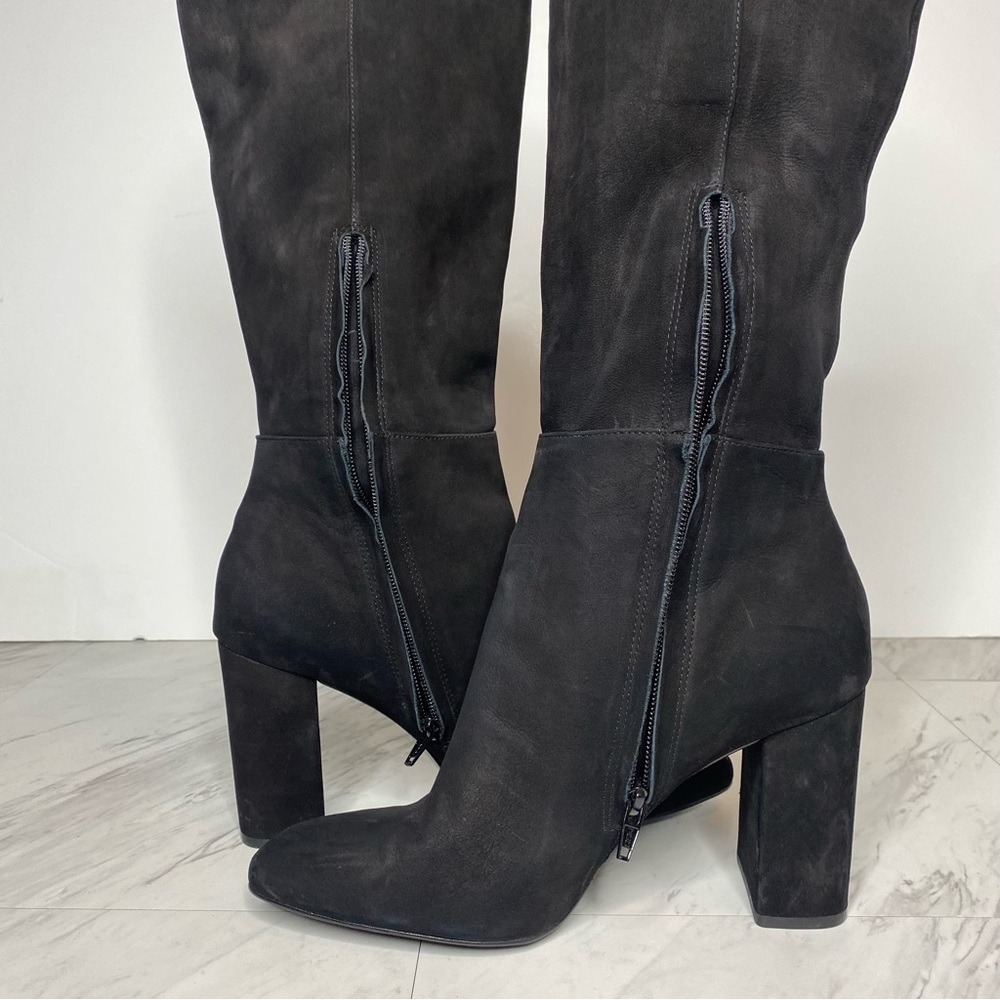 Steve Madden Ninny Black Nubuck Tall Heeled Boot 10M - Picture 6 of 13